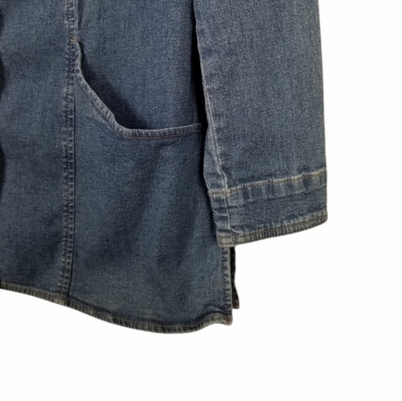 Denim&Co Denim Jean Button Tunic Shirt Pockets Long Sleeve Vintage Size Small - Picture 2 of 9